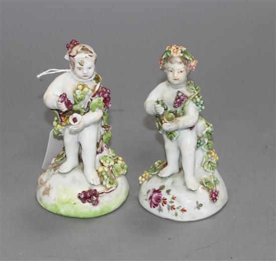 Two early Derby figures of cherubs, c.1756, H. 12cm